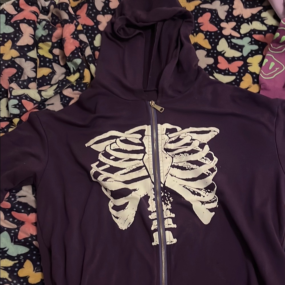 Purple Hoodie with Skeleton Print